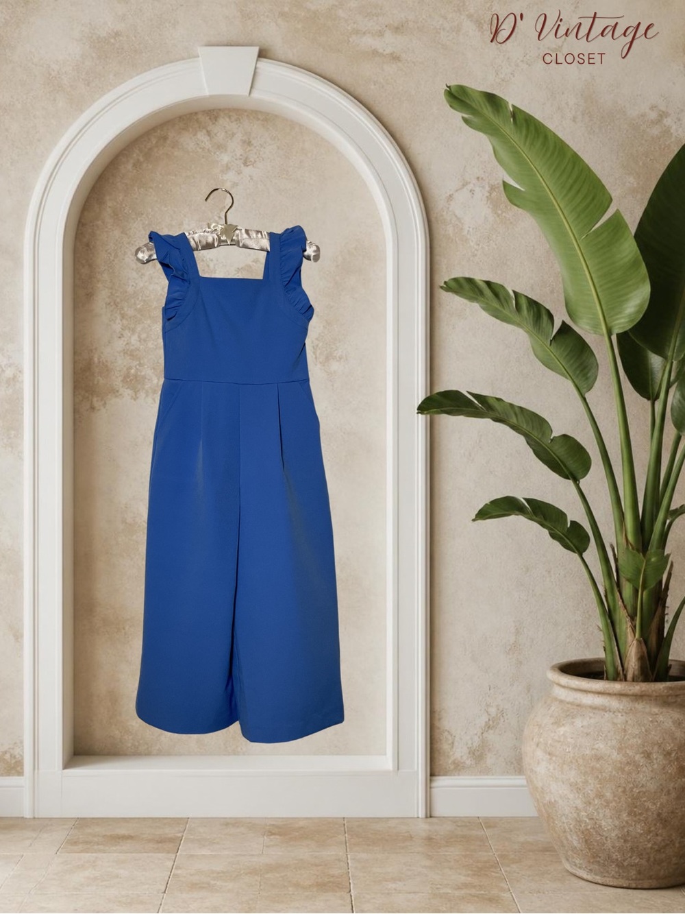 GB girls Royal Blue Ruffled Strap One-Piece